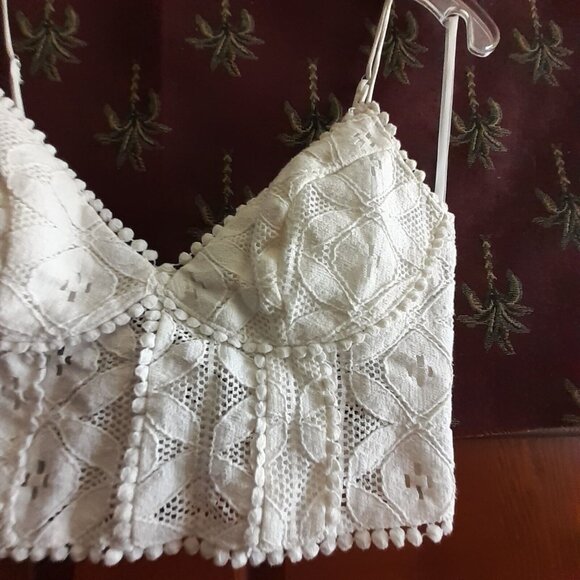 Musette Boho Lace Crop Top Summer Solstice Festival Metal Zipper Closure S - Picture 10 of 12